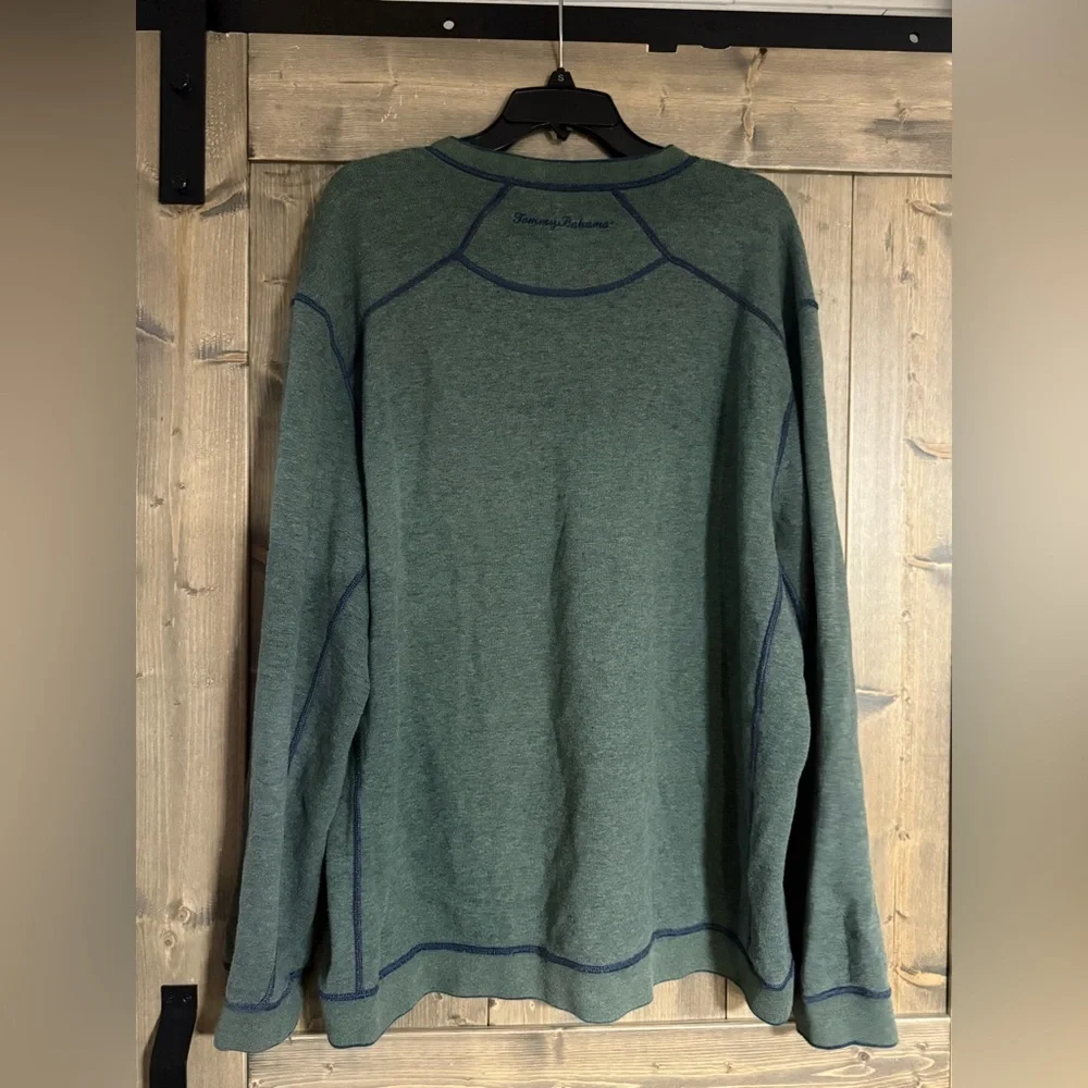 Tommy Bahama Reversible Long Sleeve Pullover 🐚 | Green & Navy Stitch | Fits XL
